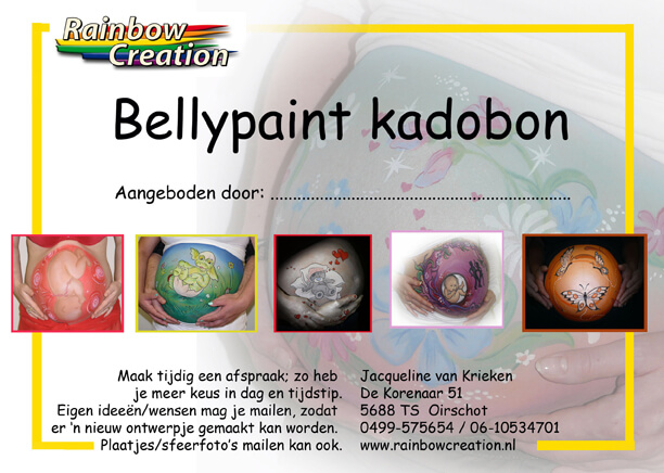 bellypaint kadobon, kadobon buikschildering, kadobon belly paint